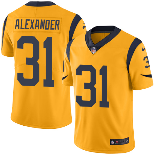 Men's Elite Mo Alexander Nike Jersey Gold - #31 Rush NFL Los Angeles Rams